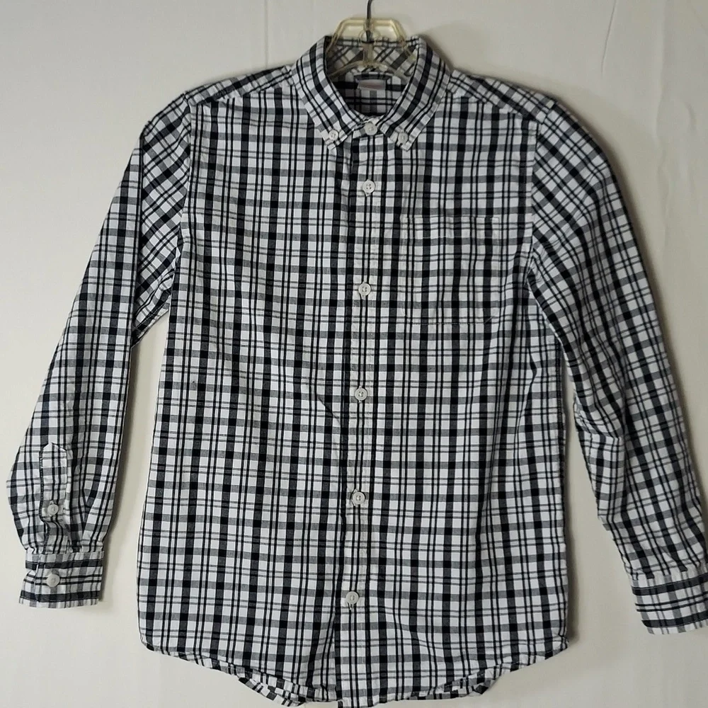 Gymboree Boy's Black & White checkered button-up Shirt Size 10